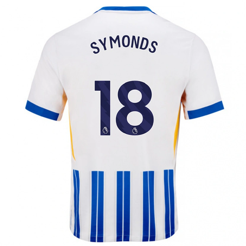 Danxen Damen Maisie Symonds #18 Weiß Blaue Nadelstreifen Heimtrikot Trikot 2024/25 T-Shirt