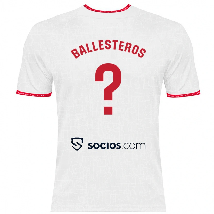 Danxen Damen Gonzalo Ballesteros #0 Weiß Rot Heimtrikot Trikot 2024/25 T-Shirt