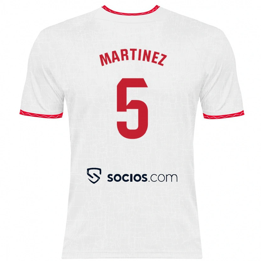 Danxen Damen Sergio Martínez #5 Weiß Rot Heimtrikot Trikot 2024/25 T-Shirt