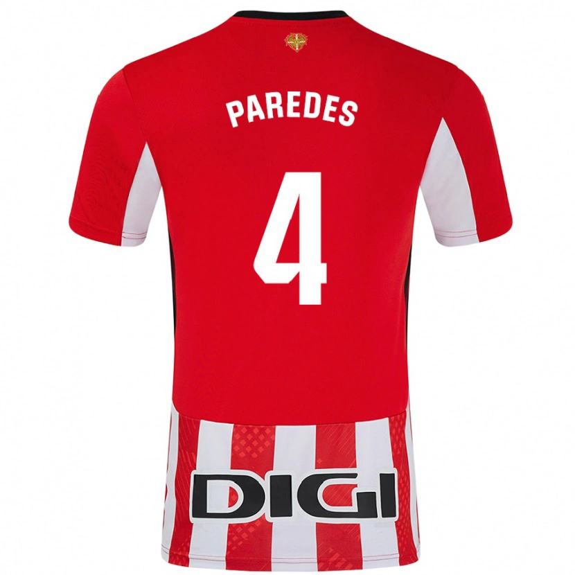 Danxen Damen Aitor Paredes #4 Rot Weiß Heimtrikot Trikot 2024/25 T-Shirt