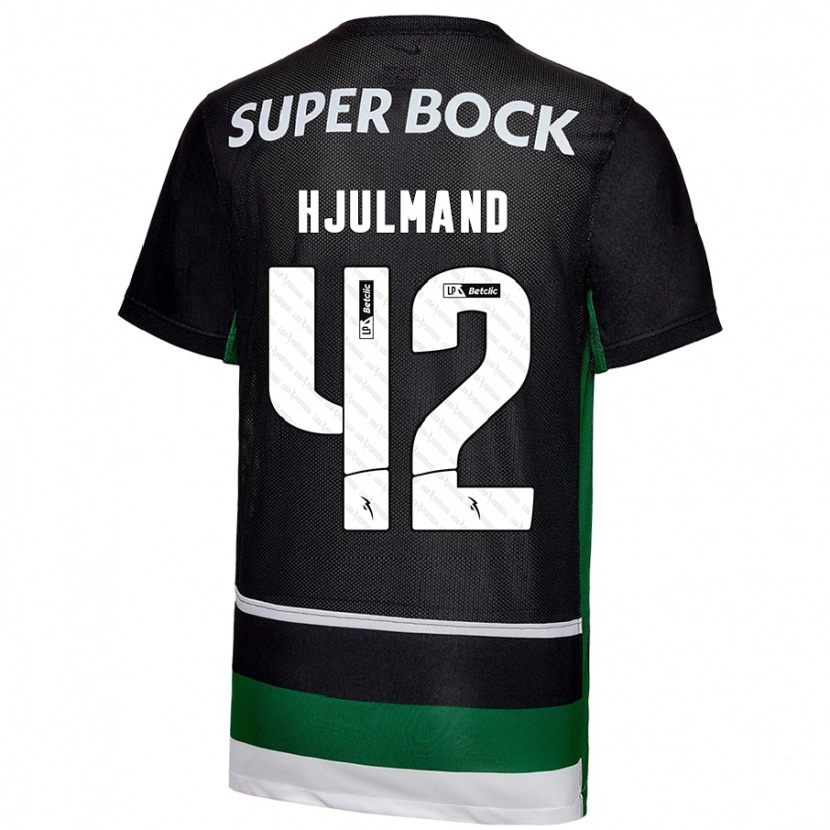 Danxen Damen Morten Hjulmand #42 Schwarz Weiß Grün Heimtrikot Trikot 2024/25 T-Shirt