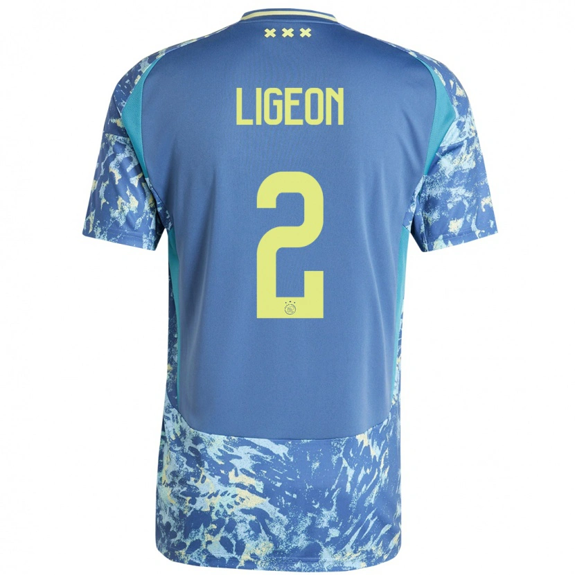 Danxen Damen Ruben Ligeon #2 Grau Blau Gelb Auswärtstrikot Trikot 2024/25 T-Shirt