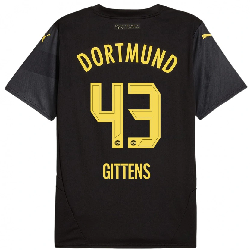 Danxen Damen Jamie Gittens #43 Schwarz Gelb Auswärtstrikot Trikot 2024/25 T-Shirt