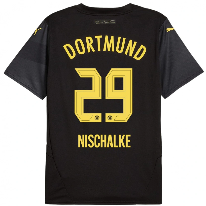 Danxen Damen Jermain Nischalke #29 Schwarz Gelb Auswärtstrikot Trikot 2024/25 T-Shirt