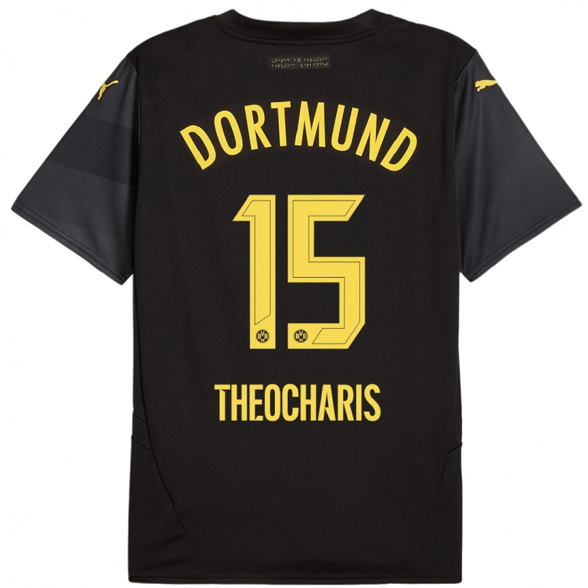 Danxen Damen Elefterios Theocharis #15 Schwarz Gelb Auswärtstrikot Trikot 2024/25 T-Shirt