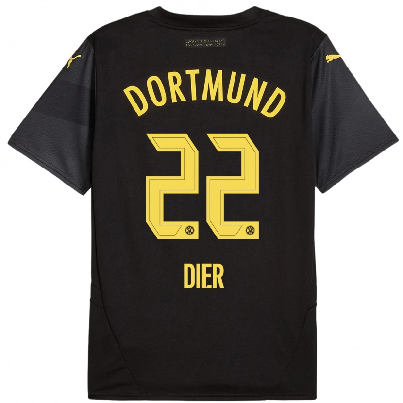 Danxen Damen Henrik Dier #22 Schwarz Gelb Auswärtstrikot Trikot 2024/25 T-Shirt