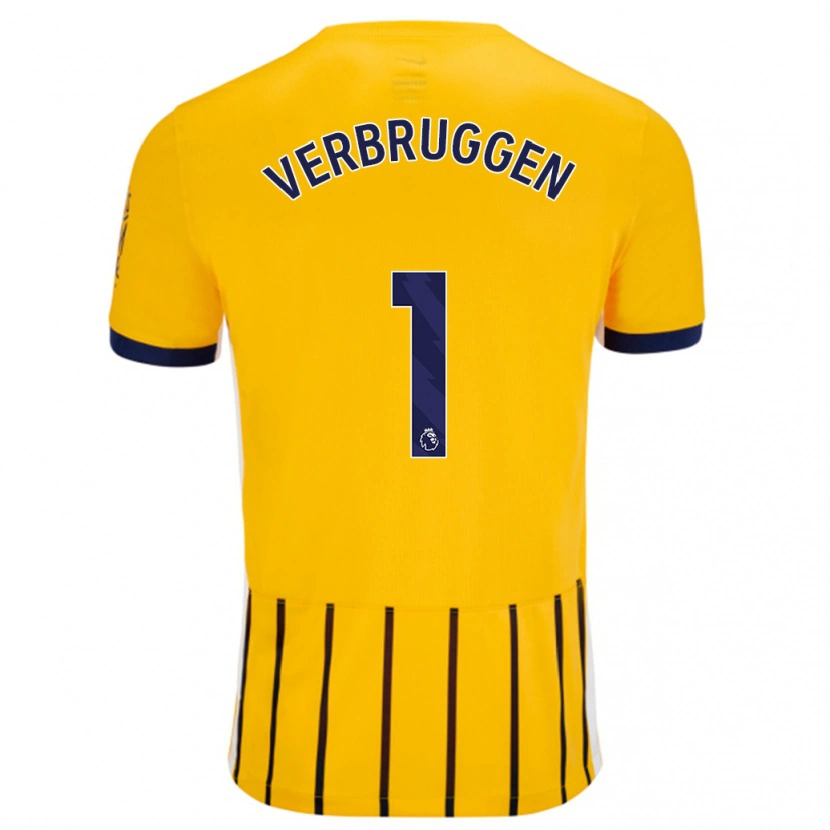 Danxen Damen Bart Verbruggen #1 Gold Blau Nadelstreifen Auswärtstrikot Trikot 2024/25 T-Shirt