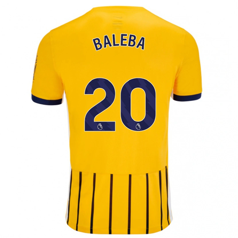 Danxen Damen Carlos Baleba #20 Gold Blau Nadelstreifen Auswärtstrikot Trikot 2024/25 T-Shirt