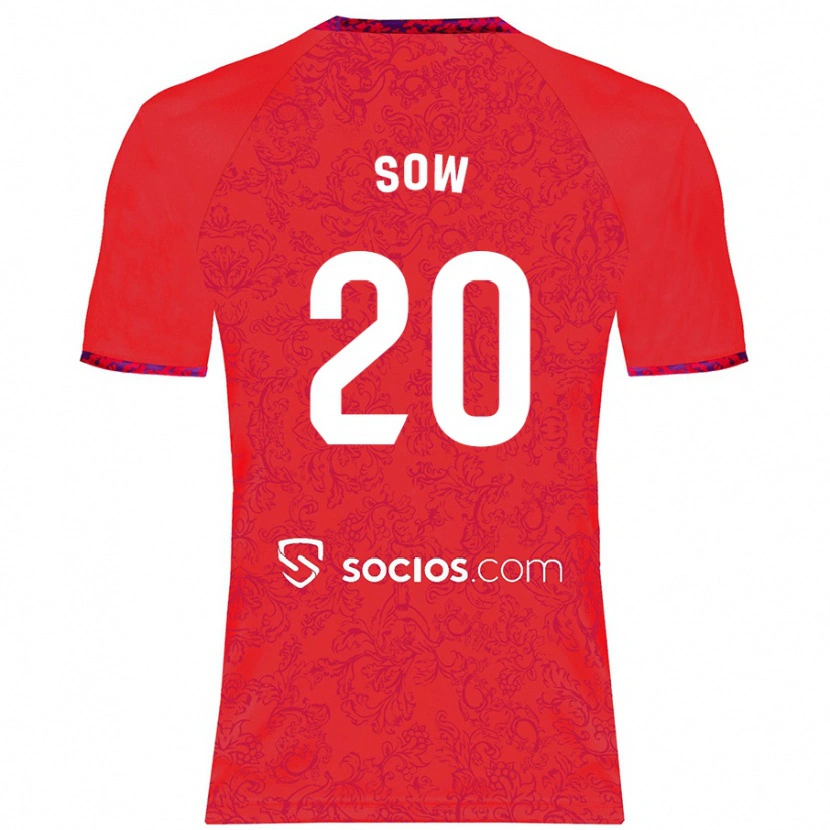 Danxen Damen Djibril Sow #20 Rot Auswärtstrikot Trikot 2024/25 T-Shirt