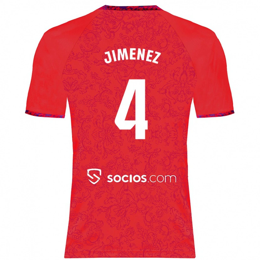 Danxen Damen Diego Jiménez #4 Rot Auswärtstrikot Trikot 2024/25 T-Shirt