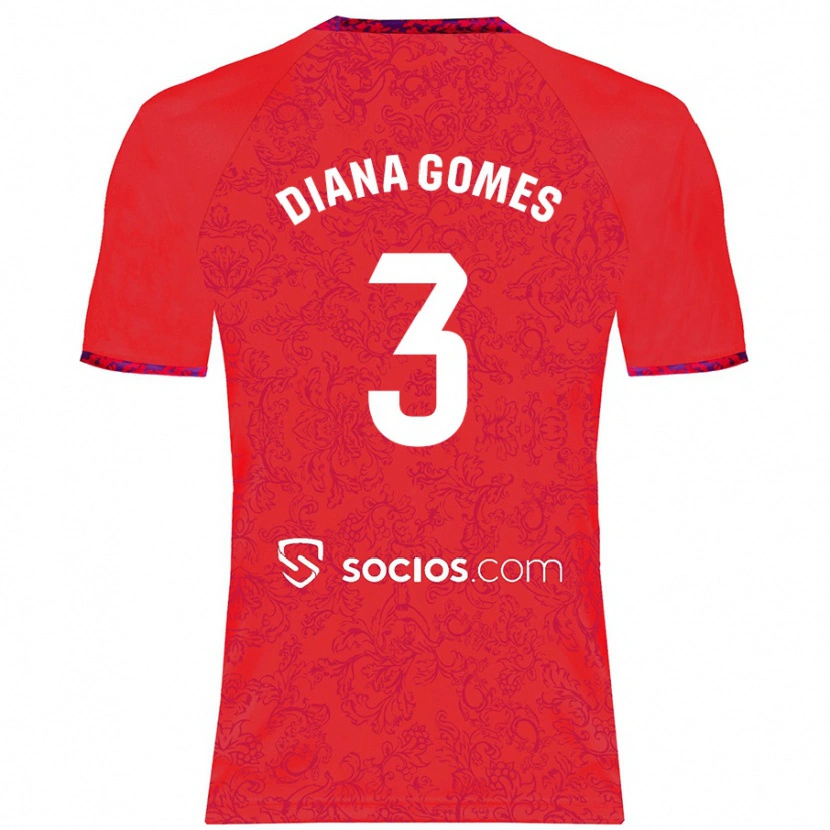 Danxen Damen Diana Catarina Ribeiro Gomes #3 Rot Auswärtstrikot Trikot 2024/25 T-Shirt