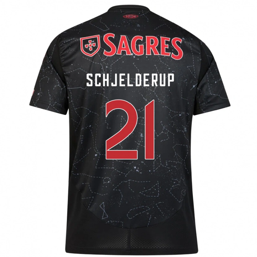 Danxen Damen Andreas Schjelderup #21 Schwarz Rot Auswärtstrikot Trikot 2024/25 T-Shirt
