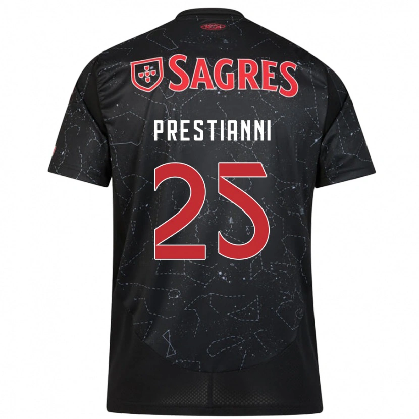 Danxen Damen Gianluca Prestianni #25 Schwarz Rot Auswärtstrikot Trikot 2024/25 T-Shirt