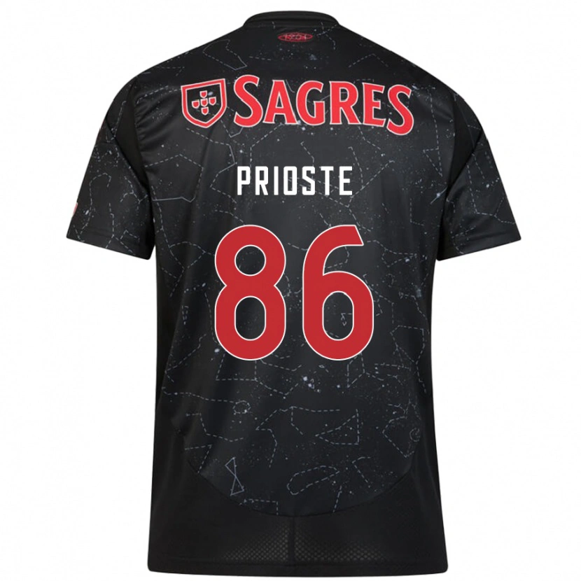 Danxen Damen Diogo Prioste #86 Schwarz Rot Auswärtstrikot Trikot 2024/25 T-Shirt