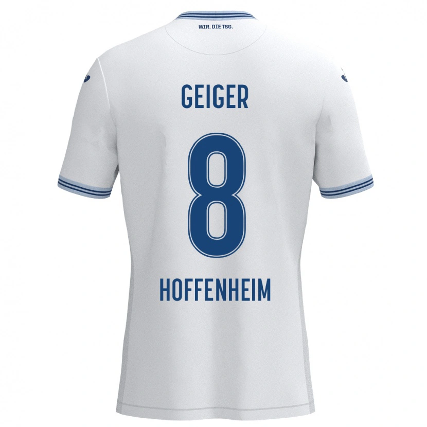 Danxen Damen Dennis Geiger #8 Weiß Blau Auswärtstrikot Trikot 2024/25 T-Shirt