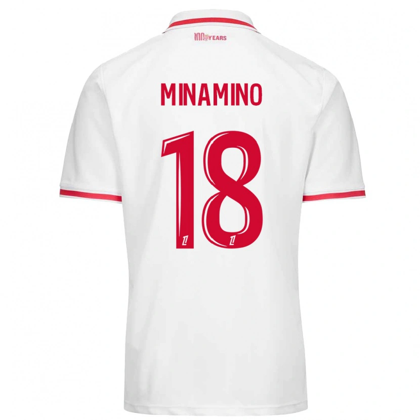 Danxen Kinder Takumi Minamino #18 Weiß Rot Heimtrikot Trikot 2024/25 T-Shirt