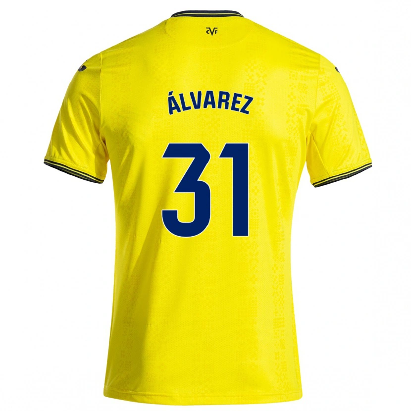 Danxen Kinder Iker Álvarez #31 Gelb Schwarz Heimtrikot Trikot 2024/25 T-Shirt