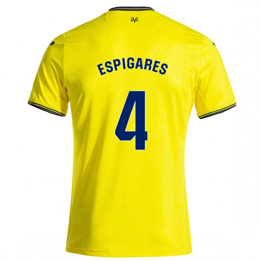 Danxen Kinder Antonio Espigares #4 Gelb Schwarz Heimtrikot Trikot 2024/25 T-Shirt
