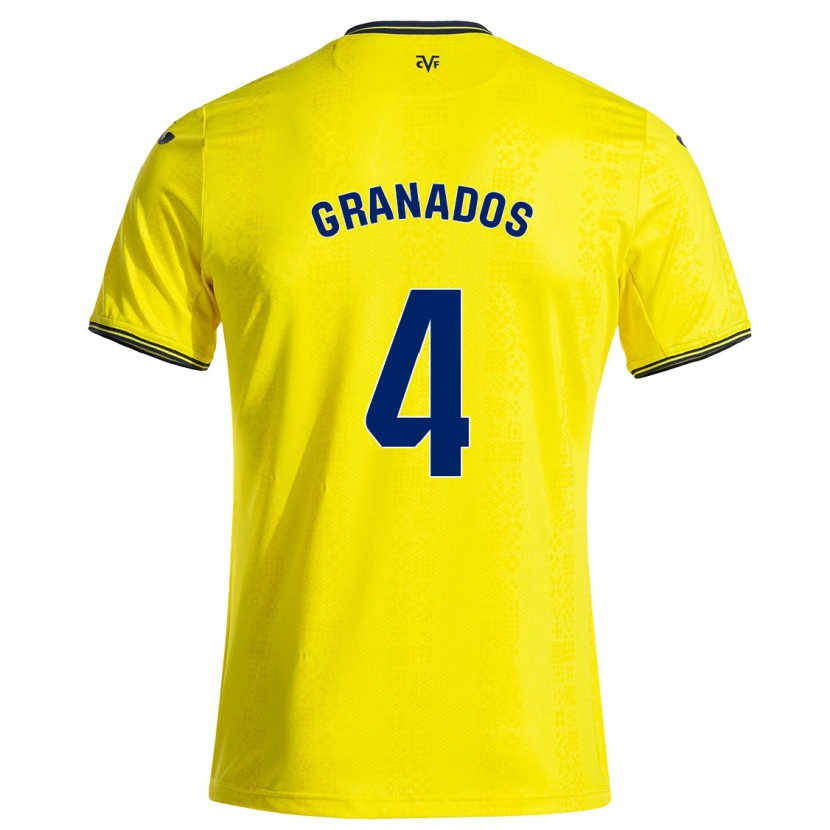 Danxen Kinder Carlos Granados #4 Gelb Schwarz Heimtrikot Trikot 2024/25 T-Shirt
