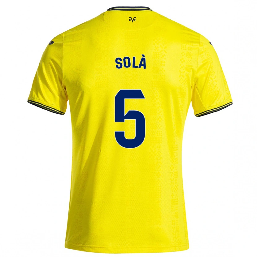 Danxen Kinder Arnau Solà #5 Gelb Schwarz Heimtrikot Trikot 2024/25 T-Shirt