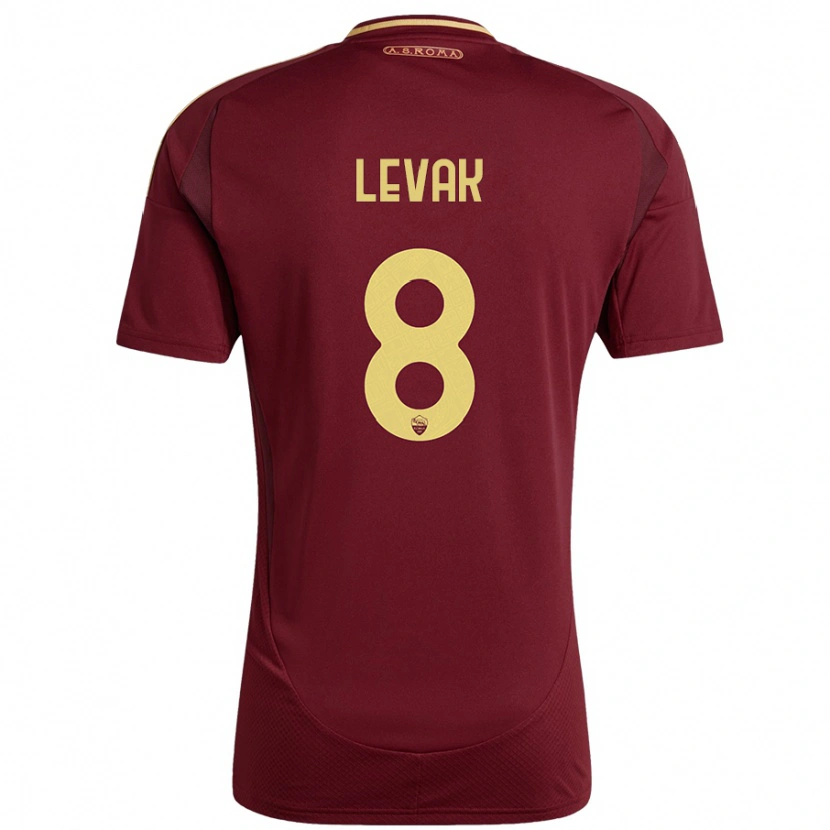 Danxen Kinder Sergej Levak #8 Rot Braun Gold Heimtrikot Trikot 2024/25 T-Shirt