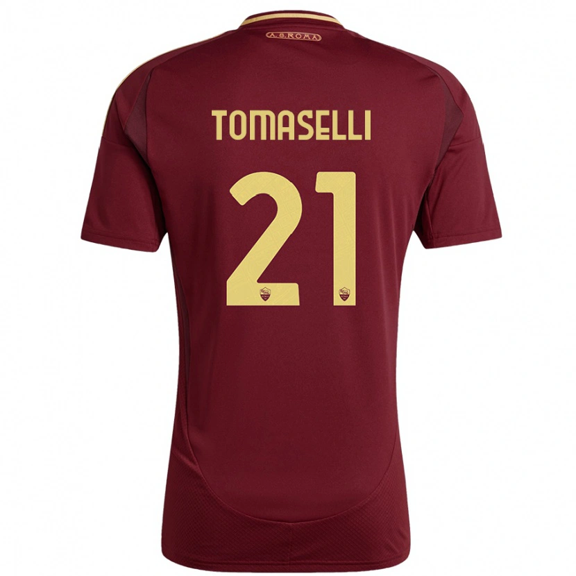 Danxen Kinder Martina Tomaselli #21 Rot Braun Gold Heimtrikot Trikot 2024/25 T-Shirt
