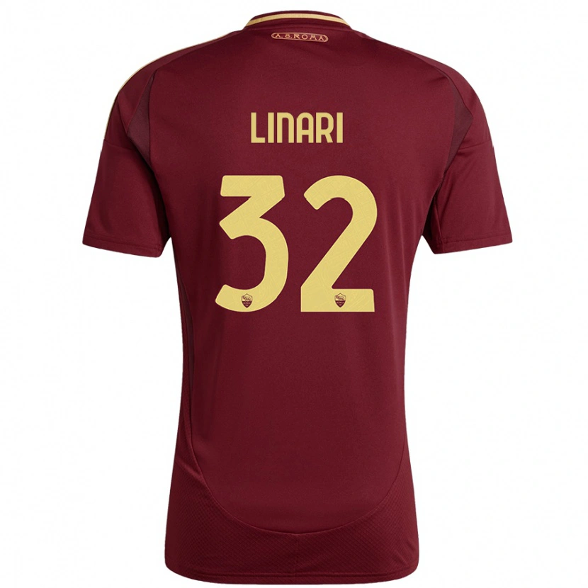 Danxen Kinder Elena Linari #32 Rot Braun Gold Heimtrikot Trikot 2024/25 T-Shirt