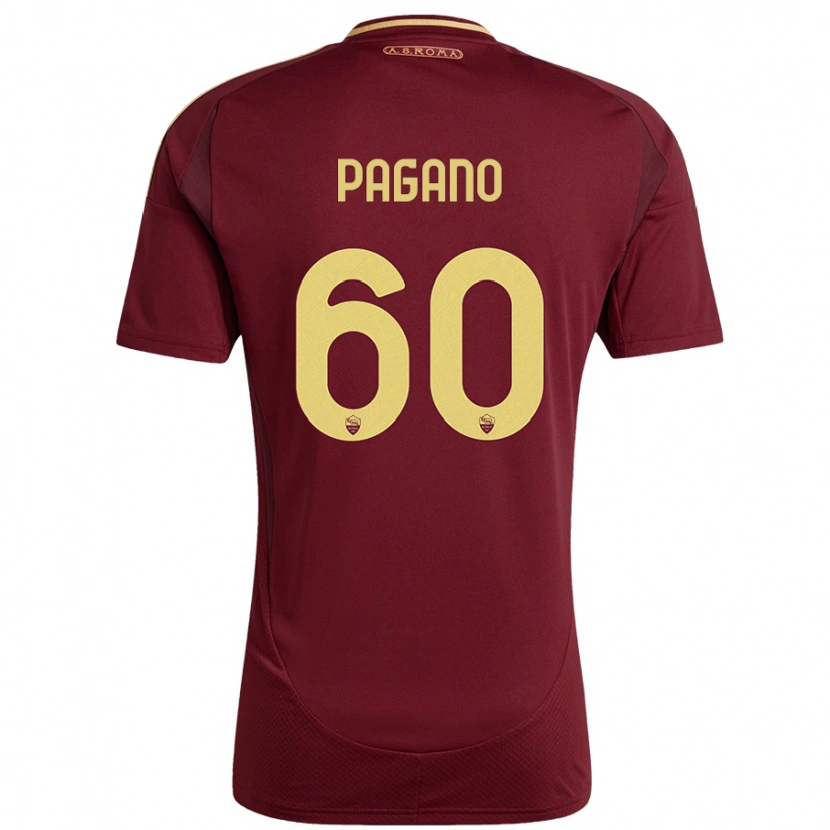 Danxen Kinder Riccardo Pagano #60 Rot Braun Gold Heimtrikot Trikot 2024/25 T-Shirt