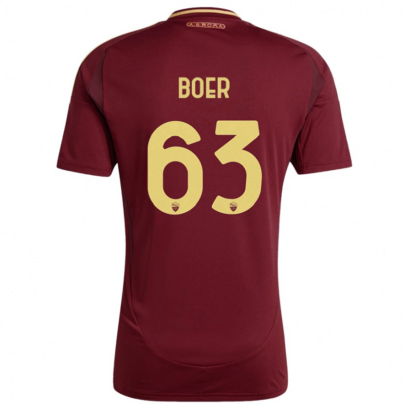 Danxen Kinder Pietro Boer #63 Rot Braun Gold Heimtrikot Trikot 2024/25 T-Shirt