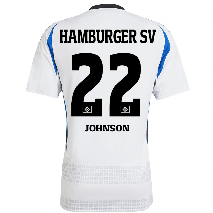 Danxen Kinder Emmanuel Johnson #22 Weiß Blau Heimtrikot Trikot 2024/25 T-Shirt