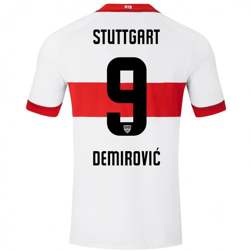 Danxen Kinder Ermedin Demirovic #9 Weiß Rot Heimtrikot Trikot 2024/25 T-Shirt