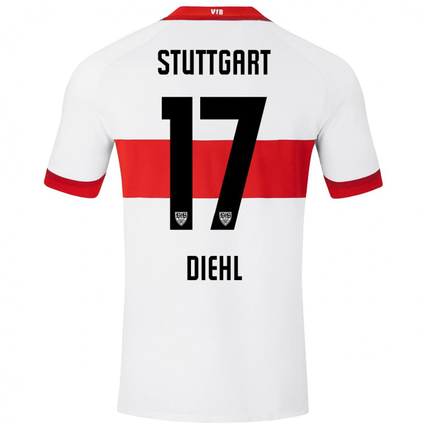 Danxen Kinder Justin Diehl #17 Weiß Rot Heimtrikot Trikot 2024/25 T-Shirt