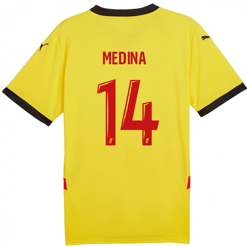 Danxen Kinder Facundo Medina #14 Gelb Rot Heimtrikot Trikot 2024/25 T-Shirt