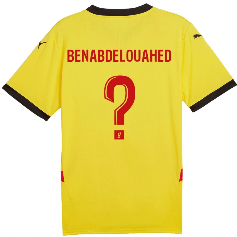Danxen Kinder Kaïs Benabdelouahed #0 Gelb Rot Heimtrikot Trikot 2024/25 T-Shirt
