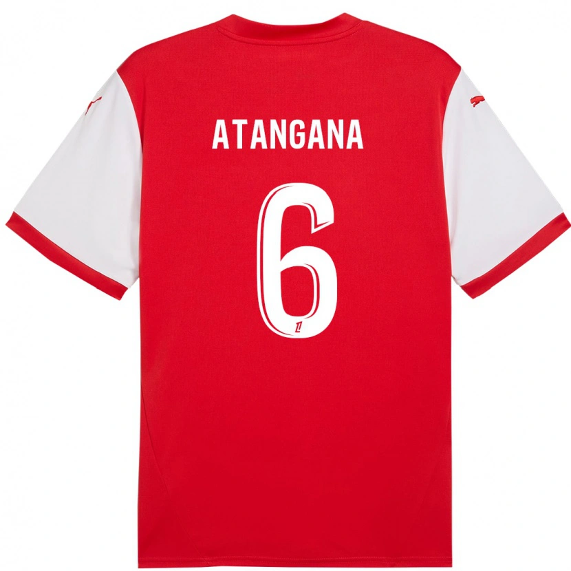 Danxen Kinder Valentin Atangana #6 Rot Weiß Heimtrikot Trikot 2024/25 T-Shirt