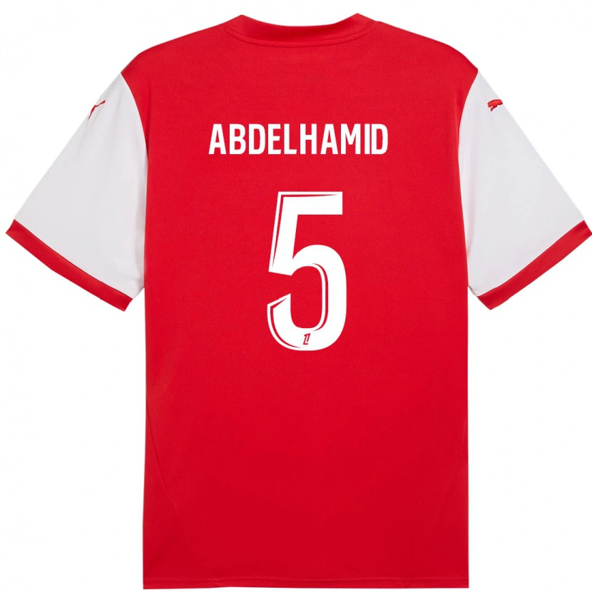 Danxen Kinder Yunis Abdelhamid #5 Rot Weiß Heimtrikot Trikot 2024/25 T-Shirt