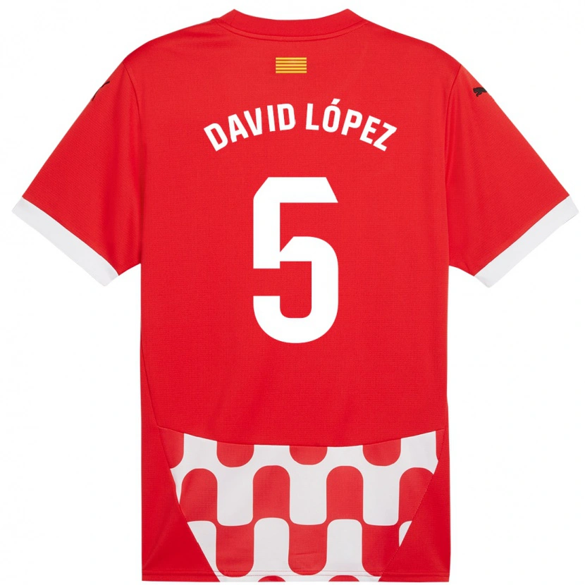 Danxen Kinder David López #5 Rot Weiß Heimtrikot Trikot 2024/25 T-Shirt