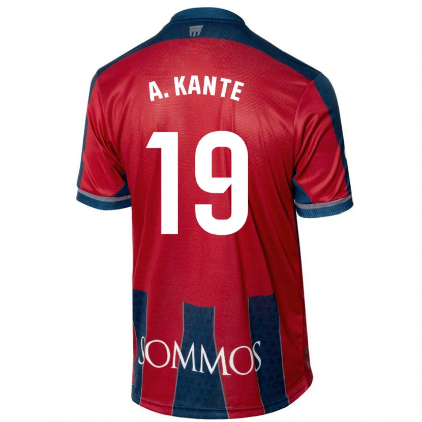 Danxen Kinder Abou Kanté #19 Rot Blau Heimtrikot Trikot 2024/25 T-Shirt