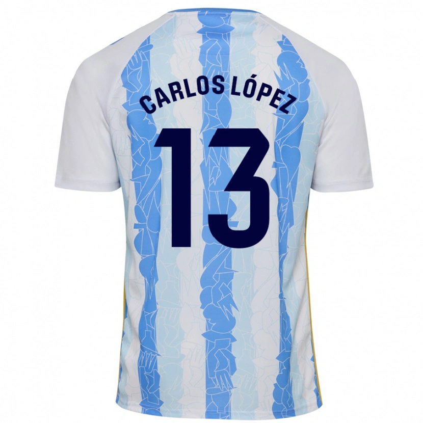 Danxen Kinder Carlos López #13 Weiß Blau Heimtrikot Trikot 2024/25 T-Shirt