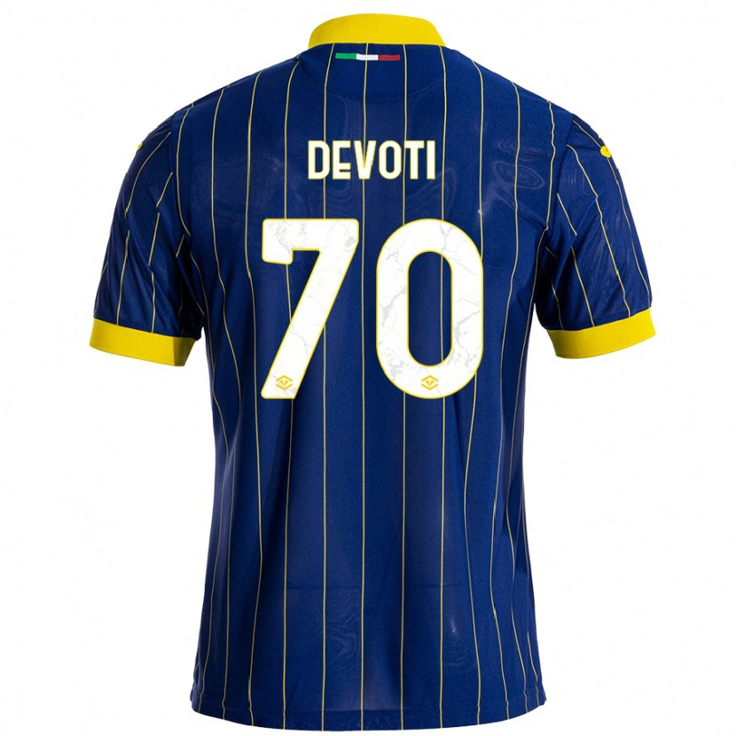 Danxen Kinder Andrea Devoti #70 Blau Gelb Heimtrikot Trikot 2024/25 T-Shirt