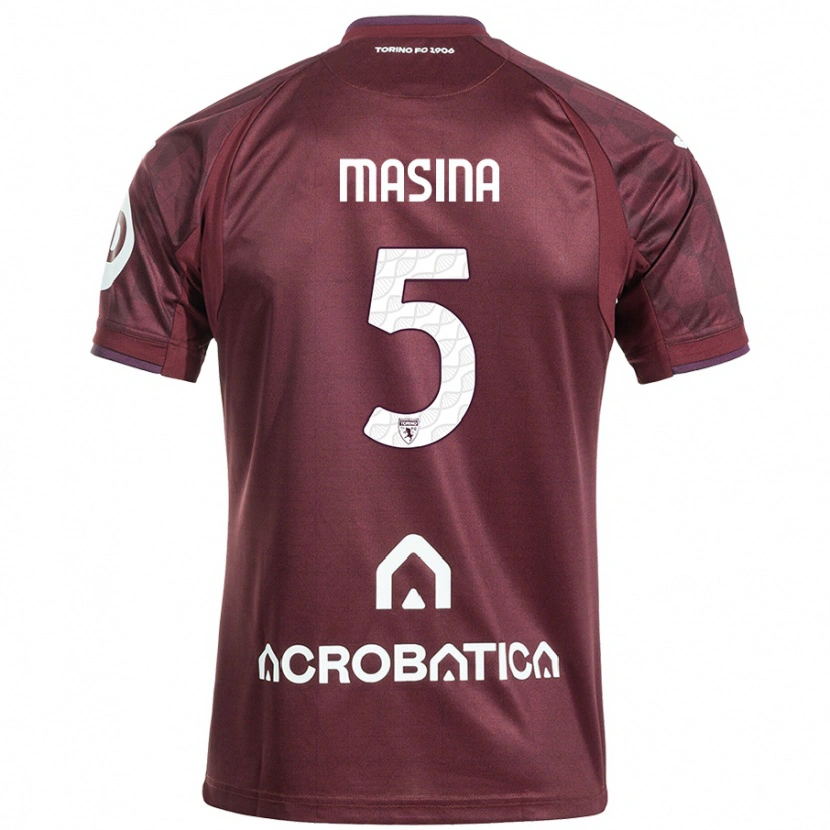 Danxen Kinder Adam Masina #5 Kastanienbraun Weiß Heimtrikot Trikot 2024/25 T-Shirt