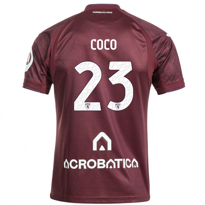 Danxen Kinder Saúl Coco #23 Kastanienbraun Weiß Heimtrikot Trikot 2024/25 T-Shirt
