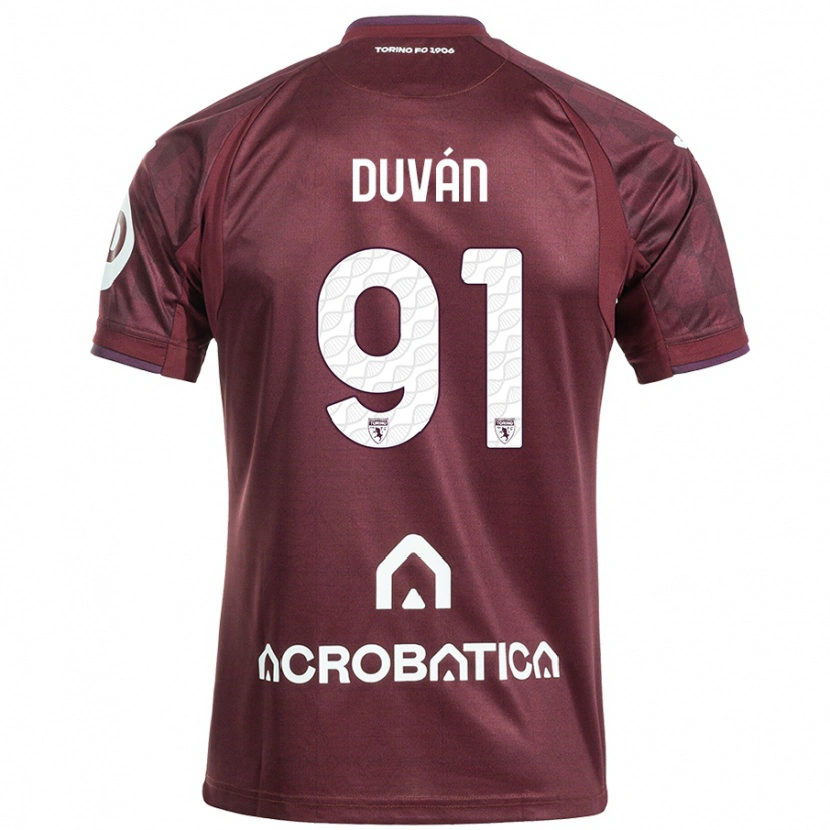 Danxen Kinder Duván Zapata #91 Kastanienbraun Weiß Heimtrikot Trikot 2024/25 T-Shirt
