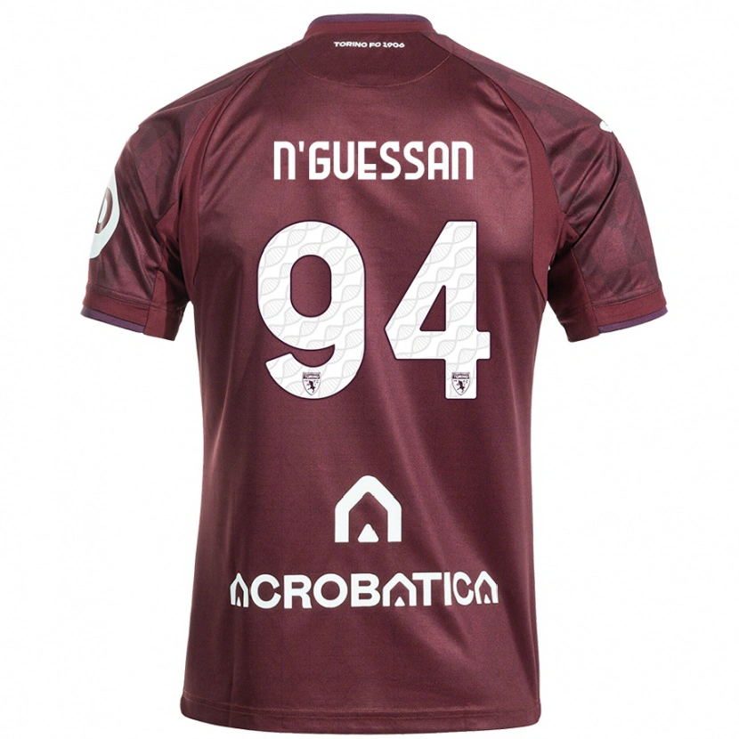 Danxen Kinder Ange Caumenan N'guessan #94 Kastanienbraun Weiß Heimtrikot Trikot 2024/25 T-Shirt