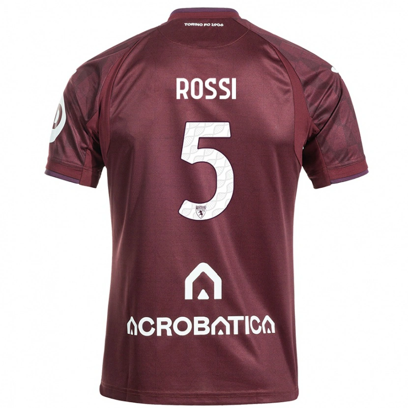 Danxen Kinder Simone Rossi #5 Kastanienbraun Weiß Heimtrikot Trikot 2024/25 T-Shirt