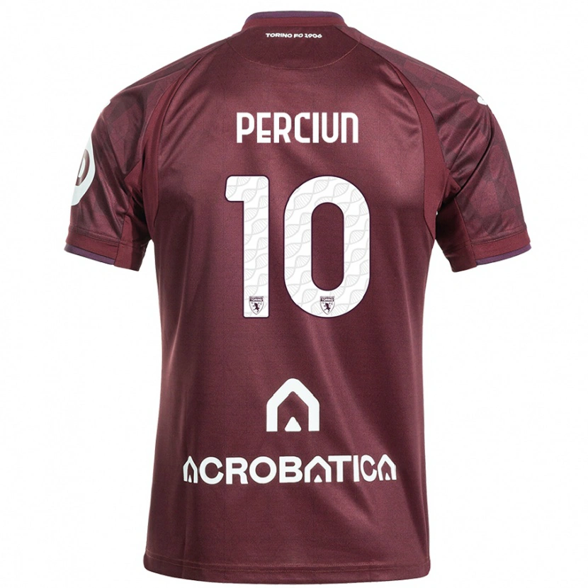 Danxen Kinder Sergiu Perciun #10 Kastanienbraun Weiß Heimtrikot Trikot 2024/25 T-Shirt