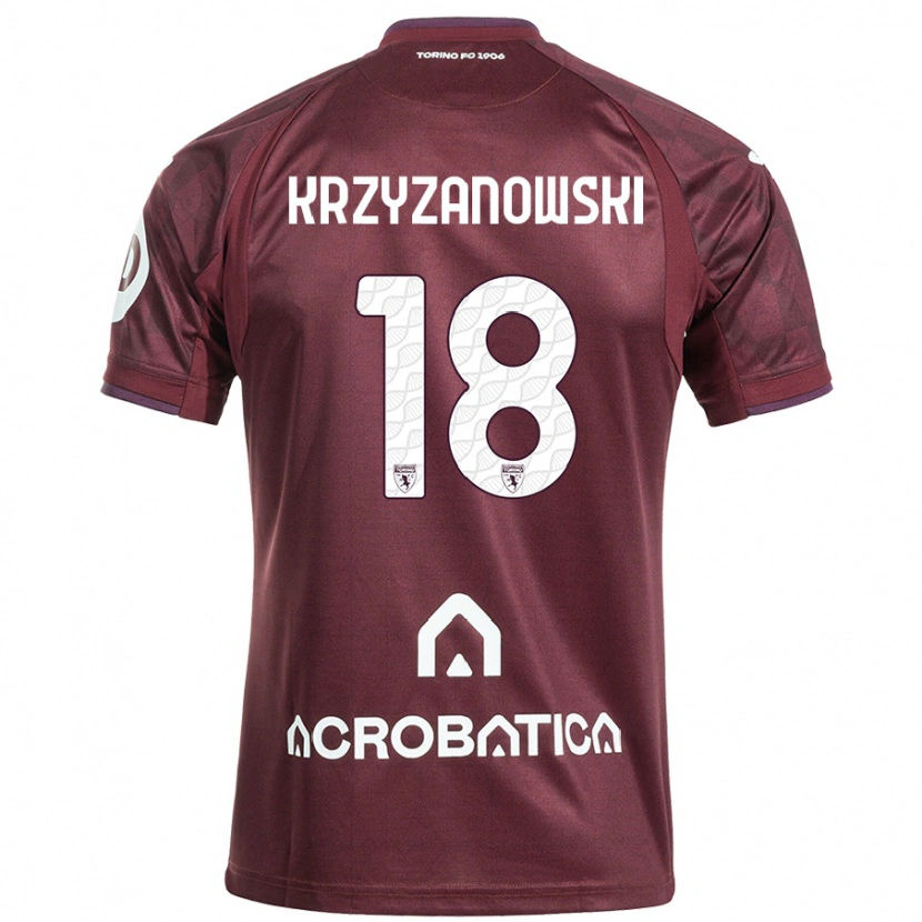 Danxen Kinder Jakub Krzyzanowski #18 Kastanienbraun Weiß Heimtrikot Trikot 2024/25 T-Shirt
