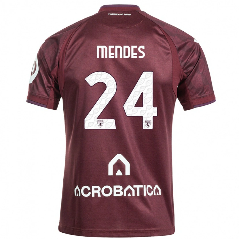 Danxen Kinder Rodrigo Mendes #24 Kastanienbraun Weiß Heimtrikot Trikot 2024/25 T-Shirt