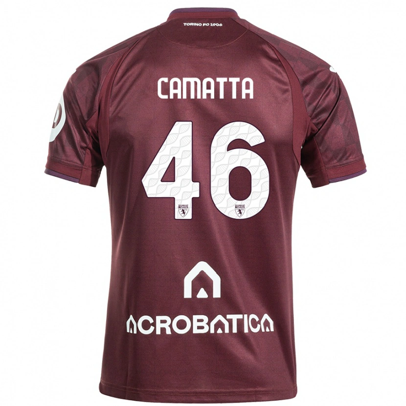 Danxen Kinder Alessandro Camatta #46 Kastanienbraun Weiß Heimtrikot Trikot 2024/25 T-Shirt