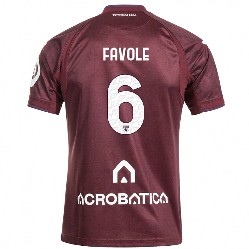 Danxen Kinder Stefania Favole #6 Kastanienbraun Weiß Heimtrikot Trikot 2024/25 T-Shirt